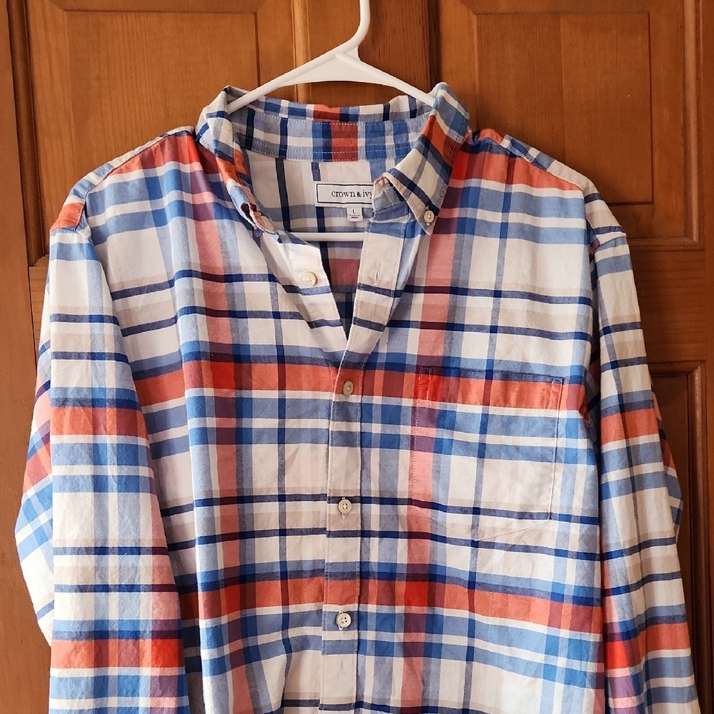 GAP Blue and Red Casual Button Down Shirt